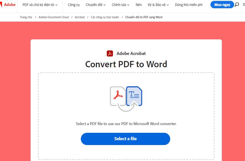 Chọn selec a file hoặc kéo file muốn chuyển đổi vào ô