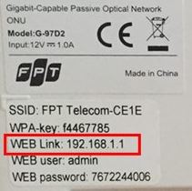 Lấy địa chỉ IP từ dưới đáy modem
