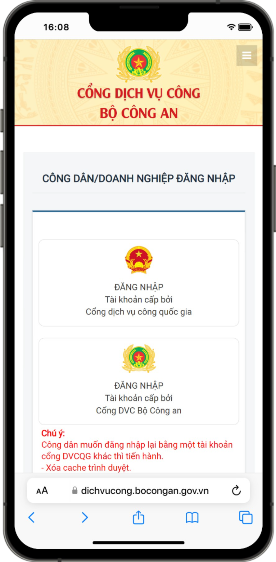 Lựa chọn đối tượng đăng nhập phù hợp.
