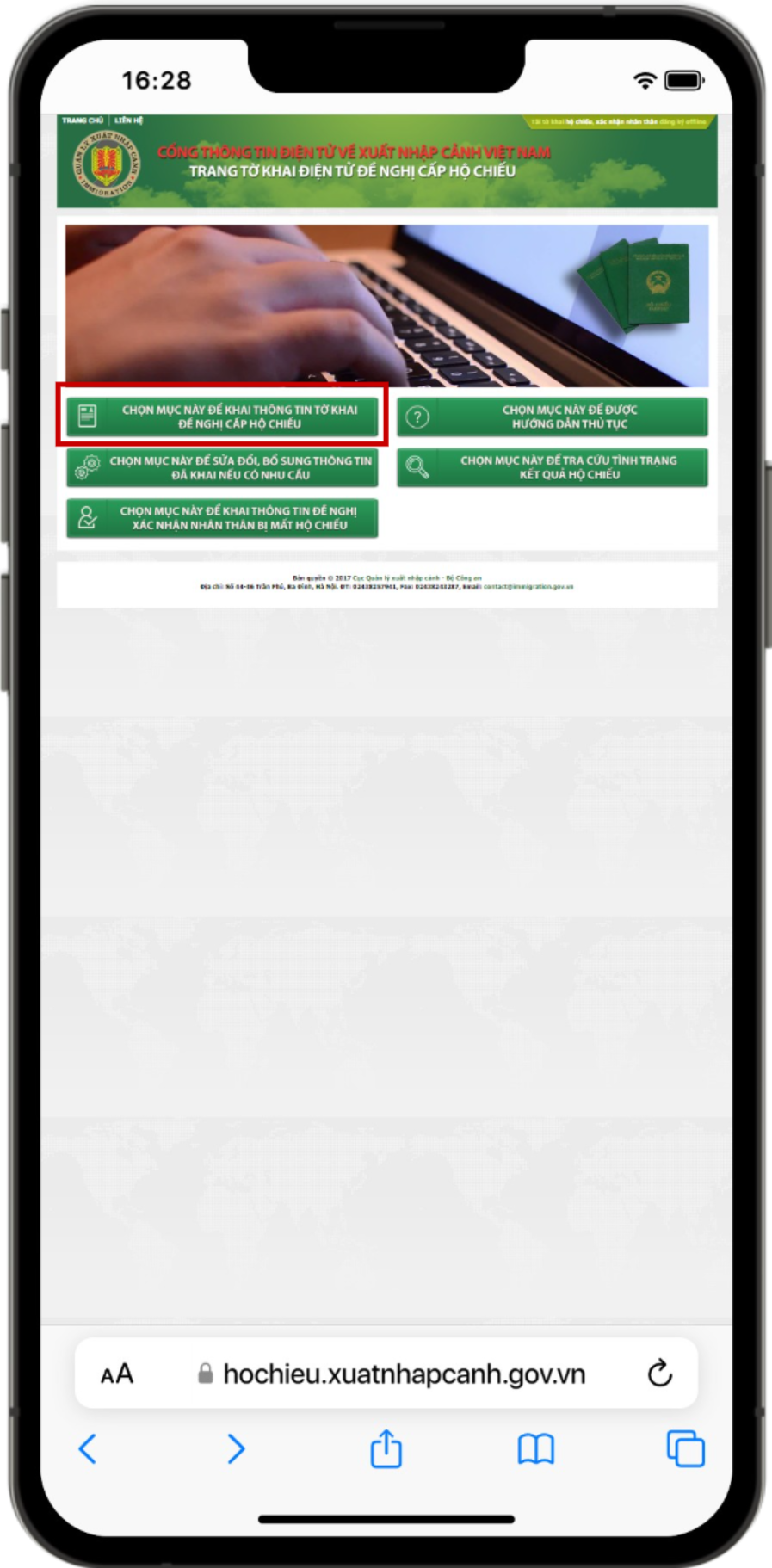 Làm passport online qua Cổng thông tin điện tử về xuất nhập cảnh Việt Nam.